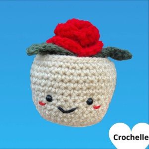 Crochet Amigurumi Potted Rose